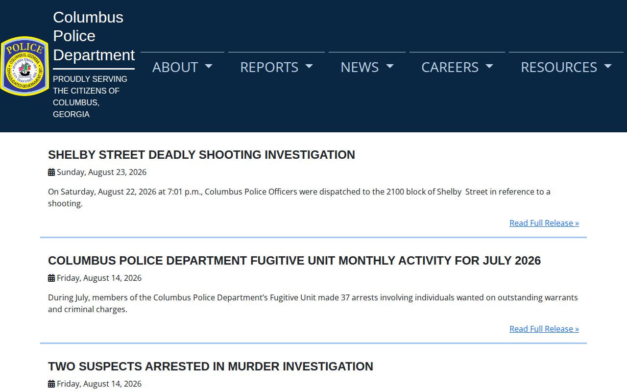 Lowndes County Columbus Police news release record source
