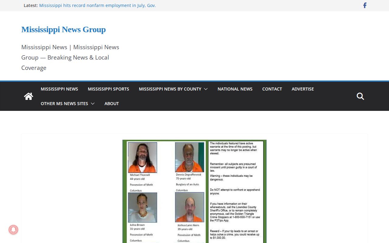 Lowndes County Warrant Wednesday bulletin news report